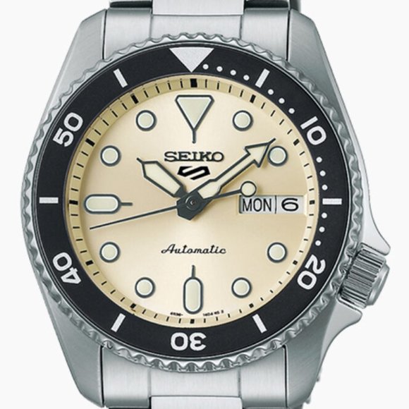NEW SEIKO 5 SPORTS MEN'S SRPK31 AUTOMATIC BEIGE DIAL STAINLESS WATCH - Picture 2 of 7